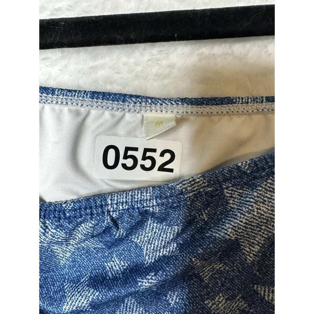 Verdelimon Denim Star Print Bikini Set Tie Shoulder Two Piece Blue Size M